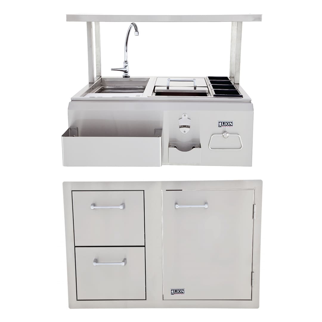 Lion Combination Door/Drawer and Bar Center with Top Shelf Package Deal - 200019