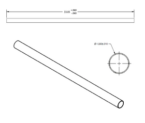 Twin Eagles Round Tube, 1.25 X 33.85, .049 Wall, Hi-Pol, Ss - 12368-42