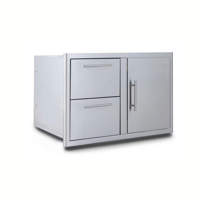 Blaze 32-Inch Access Door & Stainless Steel Double Drawer Combo with LED Lighting & Soft Close