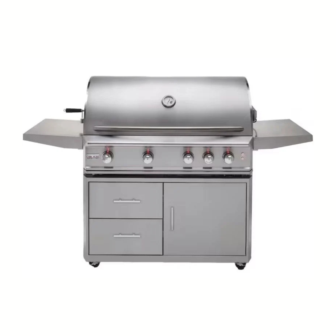 Blaze Professional LUX 44-Inch 4-Burner Gas Grill With Rear Infrared Burner with Cart with LED Lighting and Soft Close
