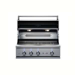 Delta Heat 32-Inch 3-Burner Built-In Gas Grill with Infrared Rear Burner & Rotisserie Kit - White Control Panel