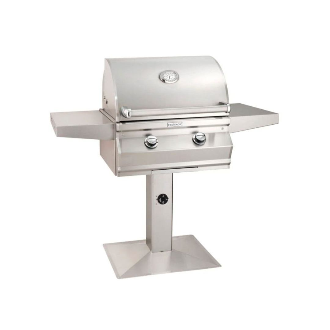 Fire Magic Choice C430s 24-Inch Gas Grill On Patio Post with Timer