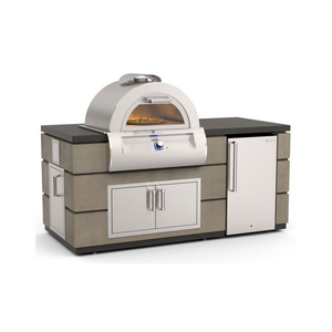 Fire Magic 6-Foot Ready-to-Assemble GFRC Pre-Fab Pizza Oven Island System with Refrigerator Cut-Out - Smoke