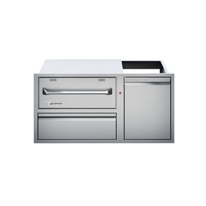 Twin Eagles 42-Inch Built-In 120V Electric Outdoor Warming Drawer with Utility Drawer & Roll-Out Trash/Propane Tank Bin
