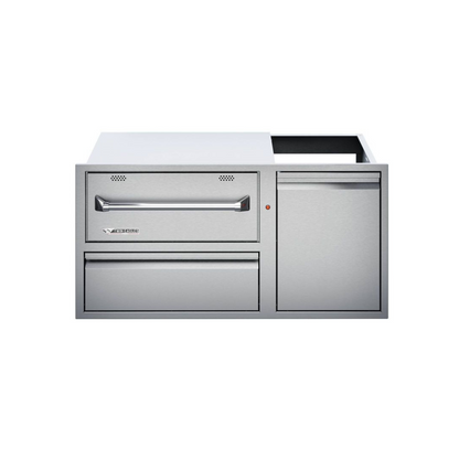 Twin Eagles 42-Inch Built-In 120V Electric Outdoor Warming Drawer with Utility Drawer & Roll-Out Trash/Propane Tank Bin