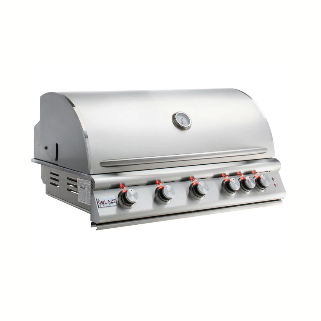 Blaze Premium LTE+ 40-Inch 5-Burner Built-In Gas Grill With Rear Infrared Burner & Lift-Assist Hood