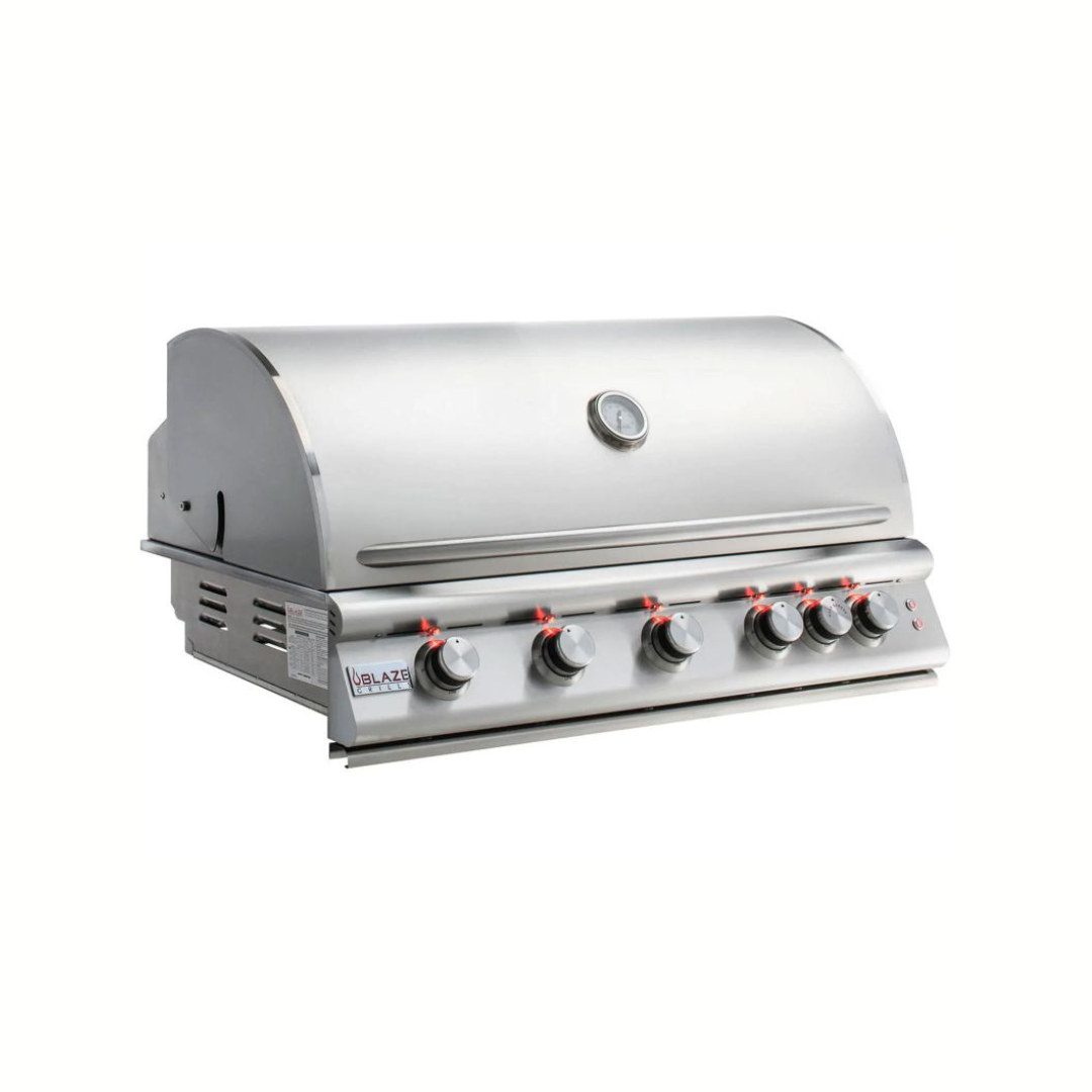 Blaze Premium LTE 40-Inch 5-Burner Built-In Gas Grill With Rear Infrared Burner & Grill Lights