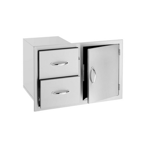American Made Grills 30-Inch Stainless Steel Flush Mount Access Door & Double Drawer Combo