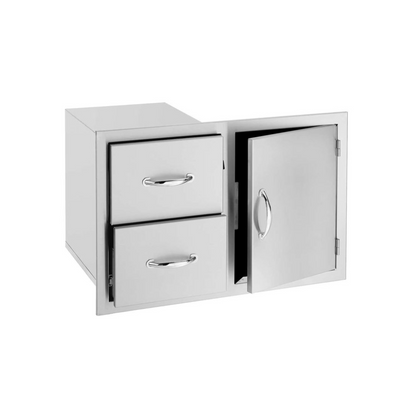 American Made Grills 30-Inch Stainless Steel Flush Mount Access Door & Double Drawer Combo