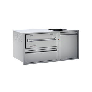 Twin Eagles 42-Inch Built-In 120V Electric Outdoor Warming Drawer with Utility Drawer & Roll-Out Trash/Propane Tank Bin