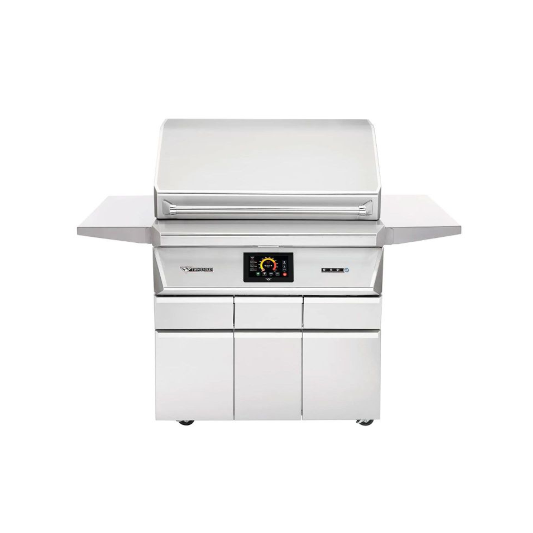 Twin Eagles Wi-Fi Controlled 36-Inch Stainless Steel Pellet Grill and Smoker On Deluxe Cart