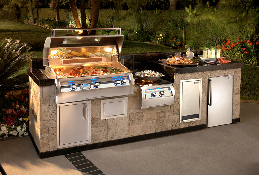 Fire Magic built-in grill in an outdoor kitchen