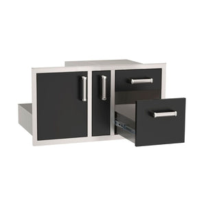 Fire Magic Echelon Flush 36-Inch Black Access Door With Platter Storage And Double Drawer With Soft Close