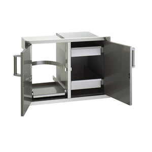 Fire Magic Premium Flush 30-Inch Double Access Door With Drawers And Trash Bin Storage With Soft Close