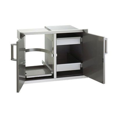 Fire Magic Premium Flush 30-Inch Double Access Door With Drawers And Trash Bin Storage With Soft Close