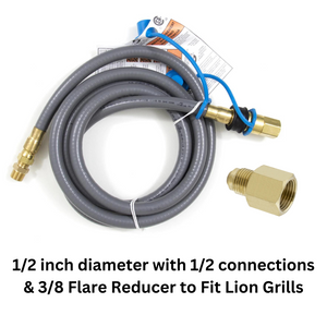 10 Ft. Natural Gas Hose With Quick Disconnect and Adapter For Lion - NGHOSE10