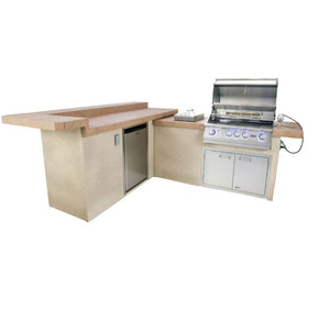 Lion American Q 8 3/4-Foot BBQ Island With Gas Grill, Side Burner & Refrigerator