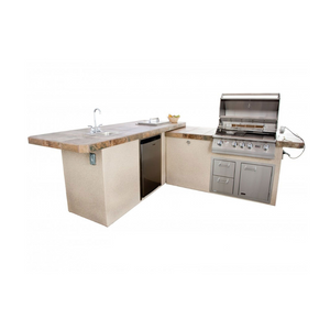 Lion Commercial Q 8 3/4-Foot BBQ Island With Gas Grill, Side Burner, Sink & Refrigerator