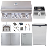 Lion Premium Grills Package Deal: L75000 32-Inch Grill, 33-inch Double Door, Single Side Burner, Single Vertical Door, Sink, Fridge and 5 in 1 BBQ Tool Set - BOBPACL75K-18