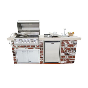 Lion Premium Q 8-Foot BBQ Island With Gas Grill, Side Burner, Sink & Refrigerator