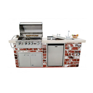Lion Premium Q 8-Foot BBQ Island With Gas Grill, Side Burner, Sink & Refrigerator