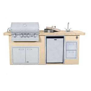 Lion Resort Q 8-Foot BBQ Island With Gas Grill, Side Burner, Sink & Refrigerator