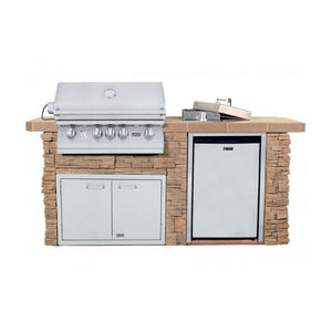 Lion Sensational Q 7-Foot BBQ Island With Gas Grill, Side Burner & Refrigerator