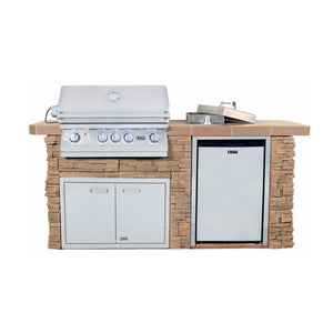 Lion Sensational Q 7-Foot BBQ Island With Gas Grill, Side Burner & Refrigerator