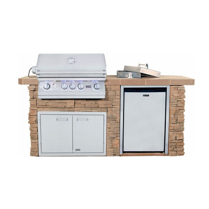 Lion Sensational Q 7-Foot BBQ Island With Gas Grill, Side Burner & Refrigerator
