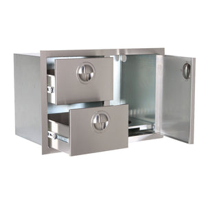 Luxor 30" Stainless Steel Combo Drawer w/ Roller Tracks Slimline Series AHT-COMBO-30