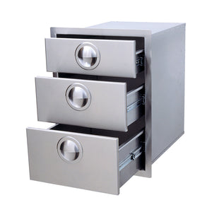 Luxor Stainless Steel Triple Drawers w/ Roller Tracks Slimline Series AHT-B3D