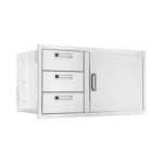 PCM 39-Inch Stainless Steel Reversible Access Door & Triple Drawer Combo – BBQ-260-DDC-39 + BBQ-350H