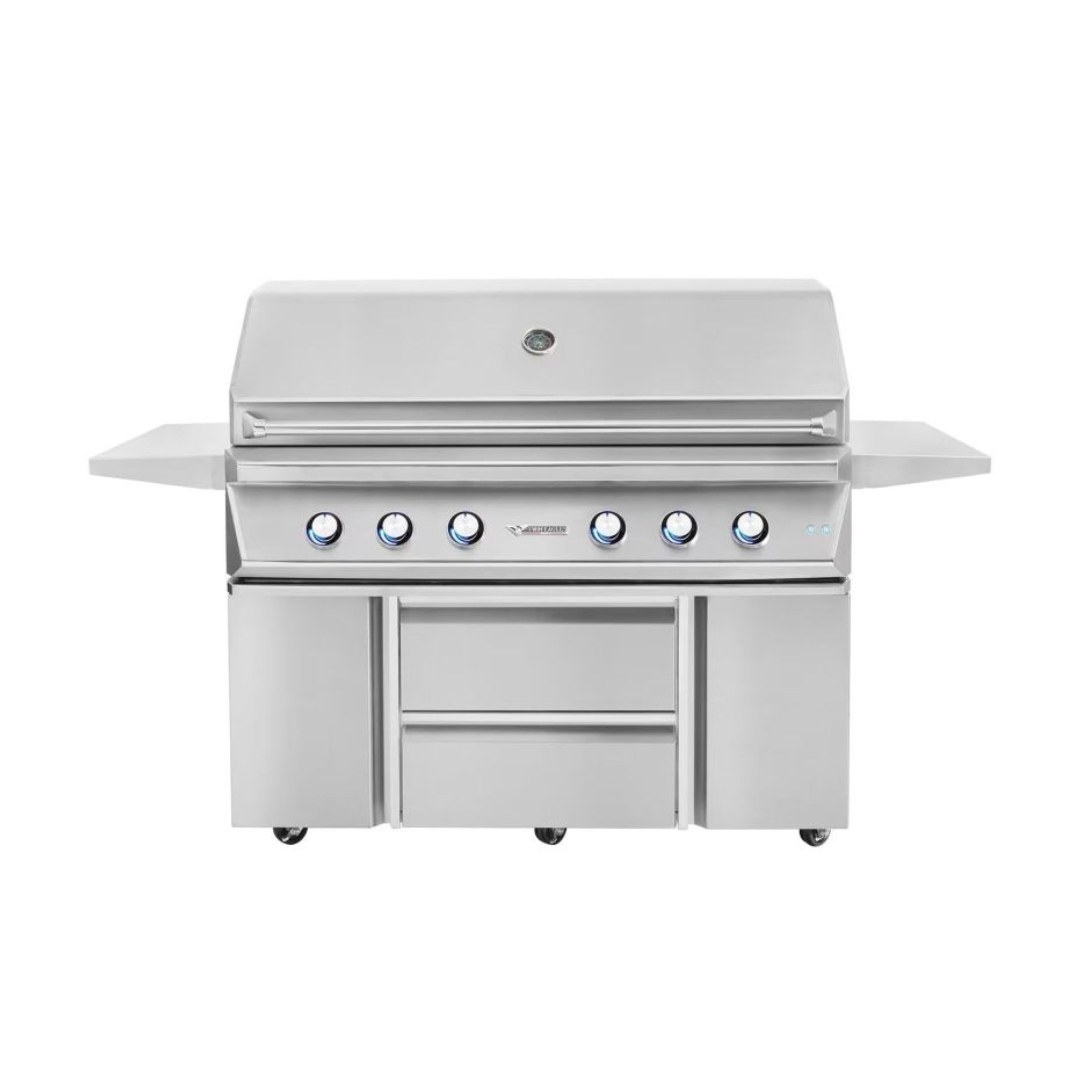 Twin Eagles 54-Inch 4-Burner Gas Grill with Sear Zone & Two Infrared Rotisserie Burners On Deluxe Cart