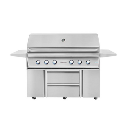 Twin Eagles 54-Inch 4-Burner Gas Grill with Sear Zone & Two Infrared Rotisserie Burners On Deluxe Cart