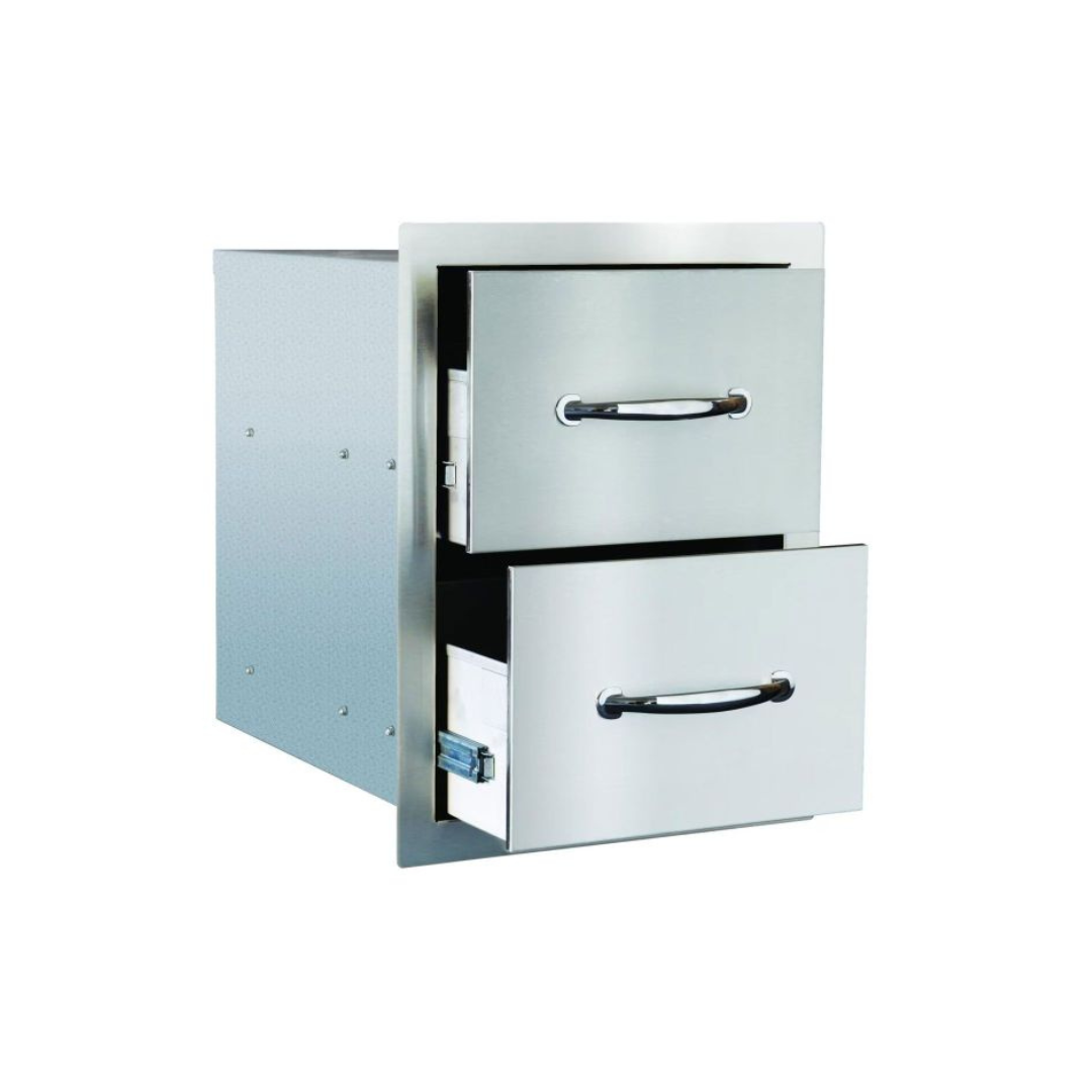 American Made Grills 15-Inch Stainless Steel Flush Mount Double Access Drawer