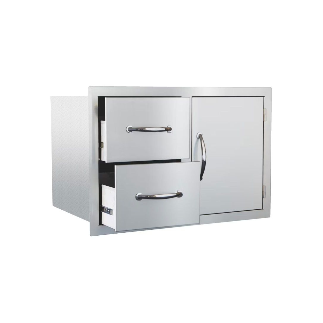 American Made Grills 33-Inch Stainless Steel Masonry Access Door & Double Drawer Combo