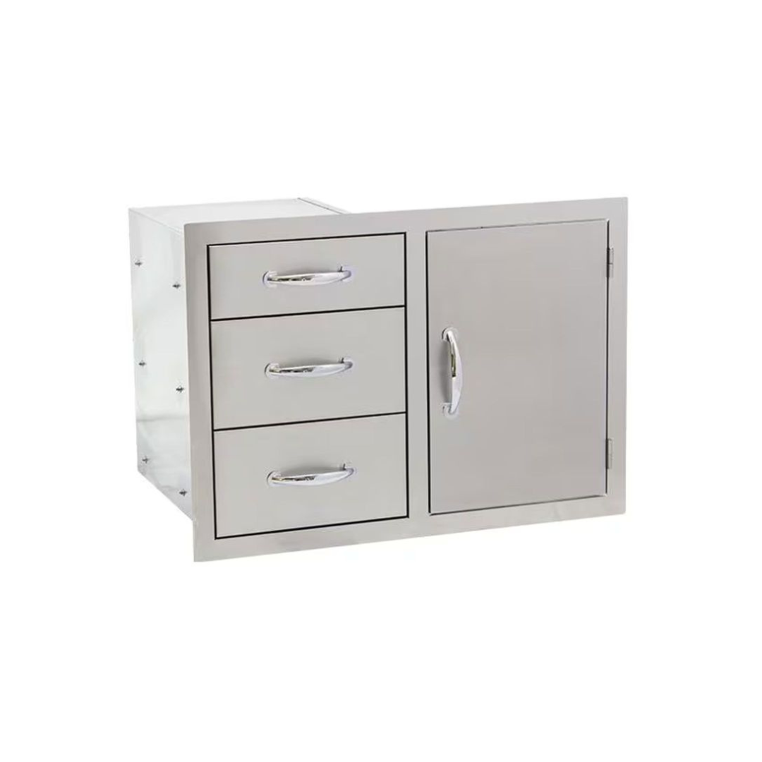 American Made Grills 33-Inch Stainless Steel Flush Mount Access Door & Triple Drawer Combo
