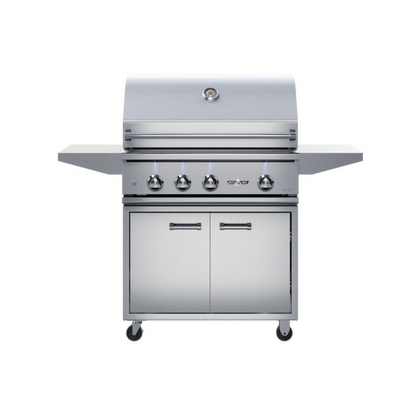 Delta Heat 32-Inch 3-Burner Gas Grill with Sear Zone, Infrared Rear Burner, & Rotisserie Kit On Cart