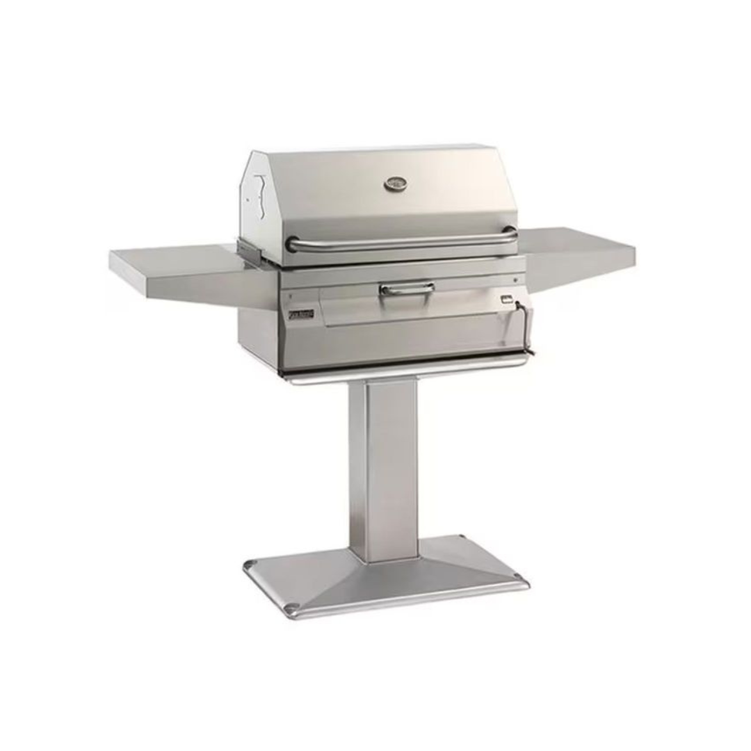 Fire Magic Legacy 24-Inch Smoker Charcoal Grill On Patio Post