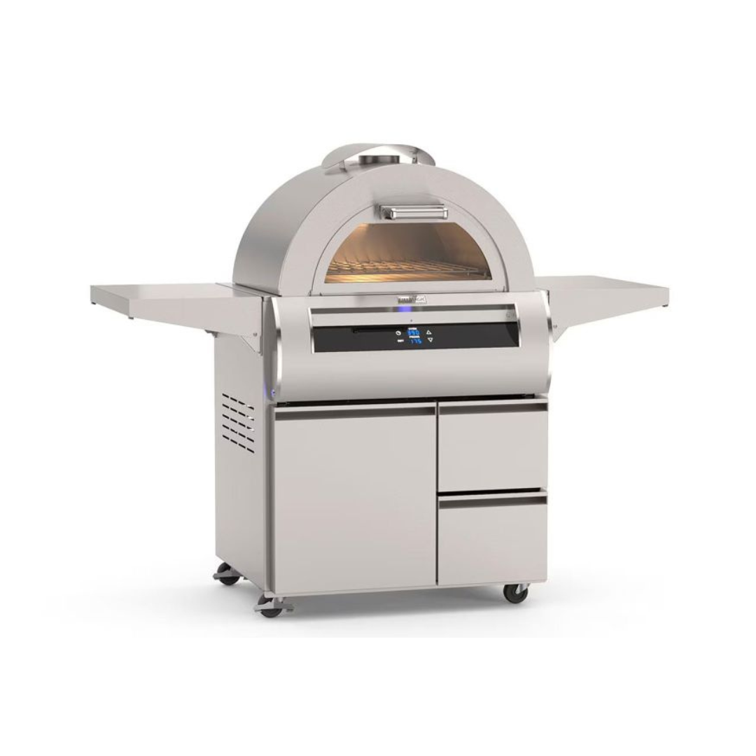 Fire Magic Echelon Diamond Freestanding Gas Black Glass Pizza Oven with Integrated Smart Technology
