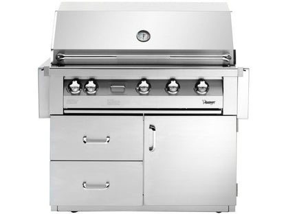 Vintage Grills 42-Inch Freestanding Gas Grill with Flush Mounted Infrared Rotisserie Burner, Dedicated Smoker Burner and Sear Zone on Deluxe Cart