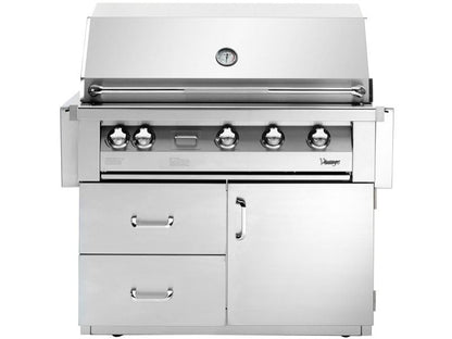 Vintage Grills 42-Inch Freestanding Gas Grill with Flush Mounted Infrared Rotisserie Burner and Dedicated Smoker Burner on Deluxe Cart
